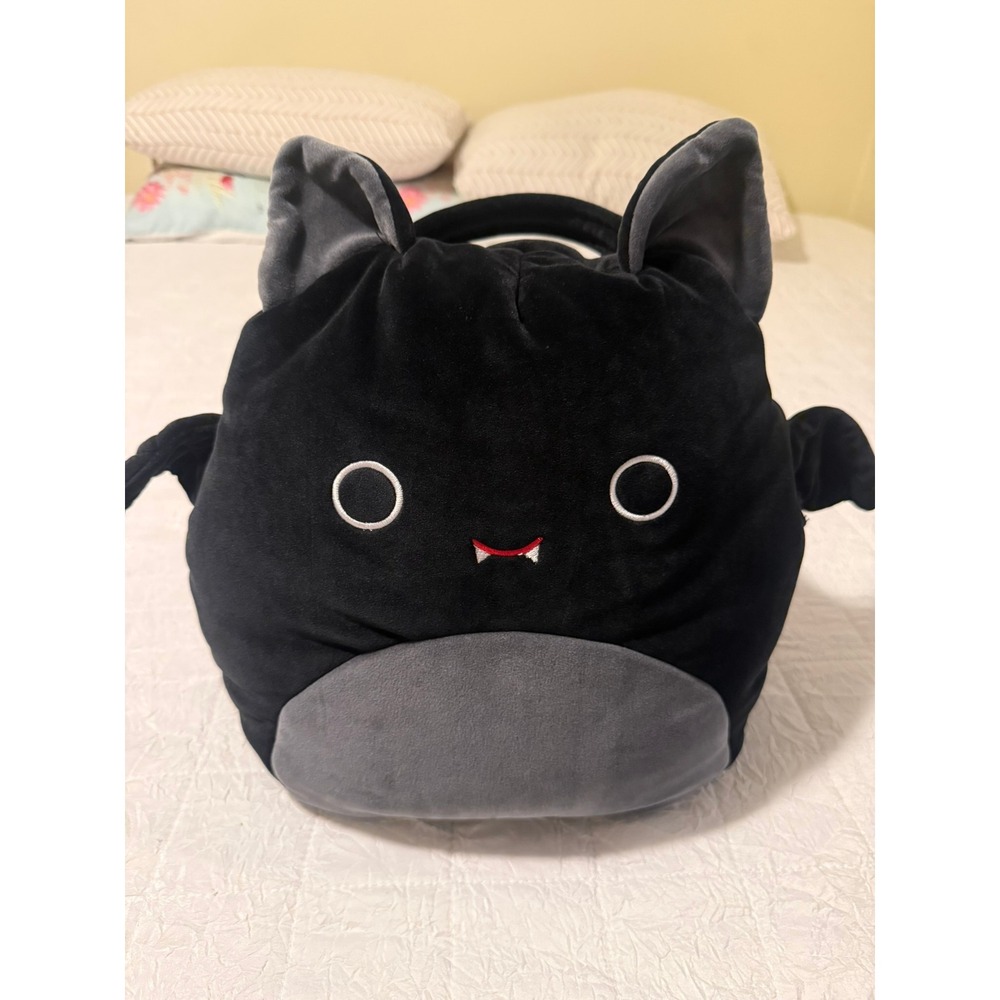 Squishmallows Emily the Bat Halloween Plush Treat Pail Black Vampire Basket